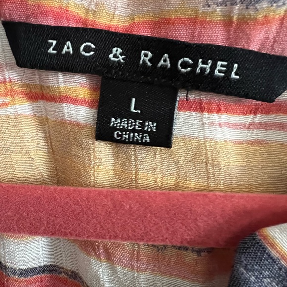 Zac & Rachel Boho Striped Multicolor Button Rayon Shirt - Picture 4 of 7
